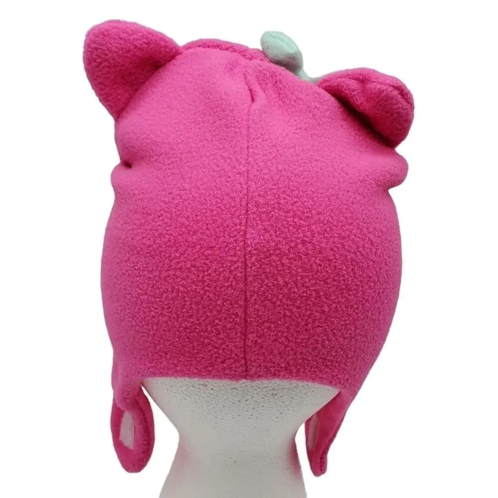 Cat Beanie Hat with Silver Glitter Ears with Hair Bow